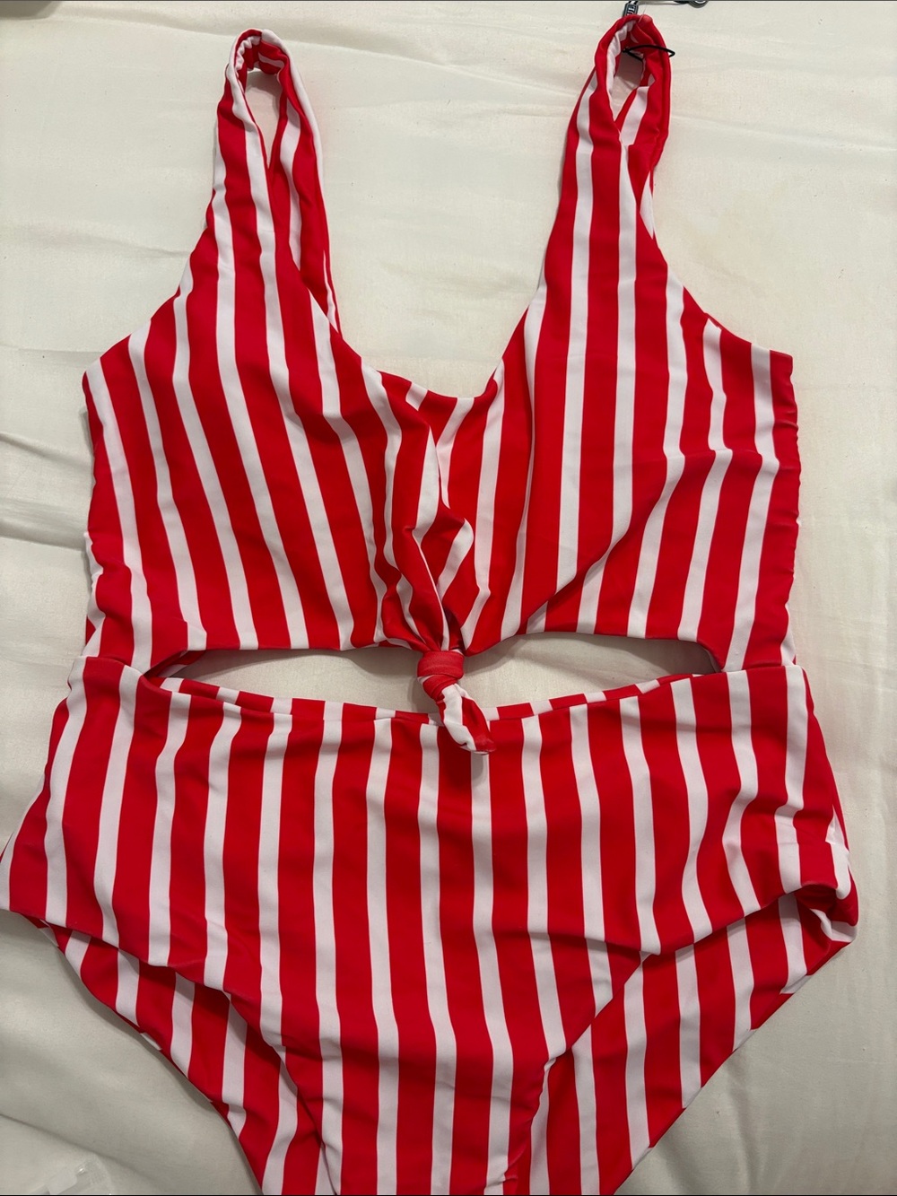 Zaful Red Swimwear Top with White Accent